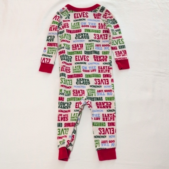 carter's christmas thermal waffle knit snap footless sleeper pajamas 18 months - Picture 6 of 6